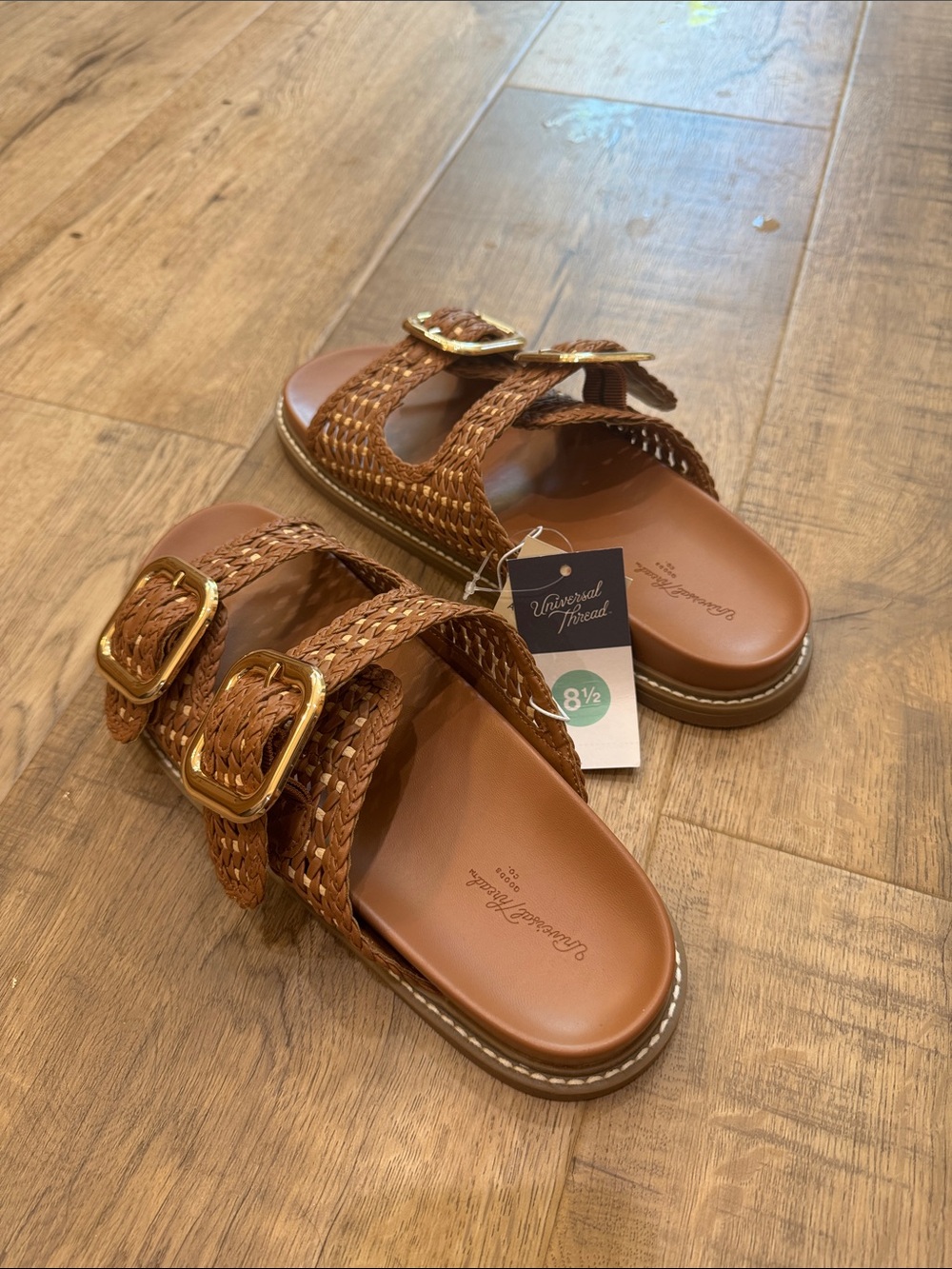 Universal Thread Brown Woven Double-Buckle Slide Sandals - Picture 5 of 7